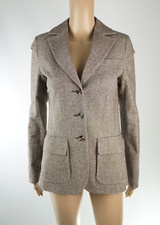 APART Fischgrat Herringbone Blazer 32 XS dunkelbraun creme Jacke Sakko Baumwolle