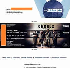 1 Böhse Onkelz Ticket Tour 2025 - Wien - 21.12.2025 - Stehplatz