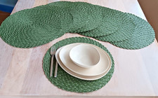 8 Tischsets, Depot, Bast, Geflecht, rund, grün, 39,5 cm Durchmesser, TOP