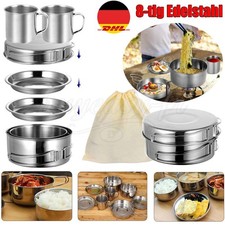 Camping Geschirr Set 2-3 Personen Outdoor Kochgeschirr Edelstahl Camping Töpfe
