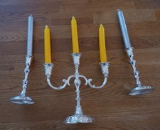 3 alte Kerzenleuchter - 1 x 3er Kerzenhalter + 2x Einarmkerzenhalter  versilbert