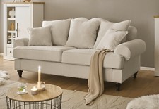 Sofa in beige Couch 3-Sitzer Sofagarnitur 3er-Sofa Loungesofa 200 cm Adelina