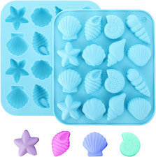 Silikonform Meerestiere Seestern Muschel 3D Fondant Schokolade Gelee Seifen 2st