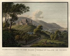 Neustadt a. d. Weinstr. Haardt Original Kupferstich Roux 1826