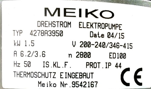 Meiko drehstrom waschpumpe - meiko,