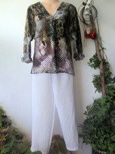 Set: Seidenbluse & Leinen-Viskose Hose, weiß von H&M, Gr. S/M / 36/38