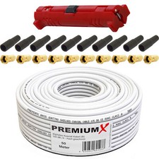 50m Koaxialkabel 135dB SAT Koax Kabel Antennenkabel Satellitenkabel Montage Set