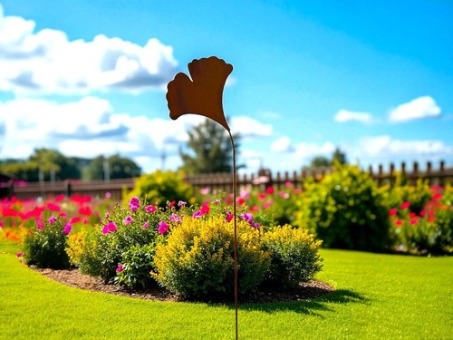 Edelrost gartenstecker ginkgo - edelrost,