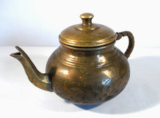 Antike Teekanne  Kupfer + Messing mit Deckel - schöne Patina - ungereinigt