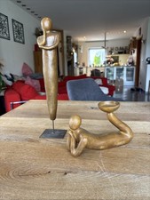 Vintage Deko Set Figuren Skulptur Kerzenhalter Meerjungfrau Abstrakt 