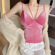 Damen samt halter camisole - samt,