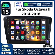 DAB+ 1280*720 Android 15 Autoradio Carplay RDS Navi Kam Für SKODA Octavia III 5E