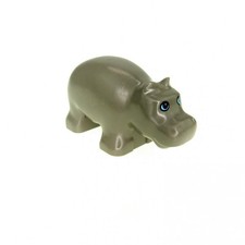 1x Lego Duplo Tier Nilpferd Baby klein alt-dunkel grau Zoo Safari Hippo 2276px1