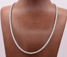 3mm Rund Schliff Zirkonia Tennis Halskette Echt Solid Sterlingsilber Anti Anlauf