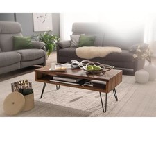 WOHNLING Couchtisch Massivholz 100x40x50 cm Wohnzimmertisch Sofatisch Tisch