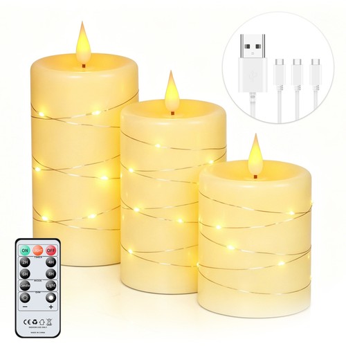 Led kerzen 3er - kerzen, wachskerzen