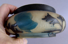 RARE SIGNIERTE MÜLLER & FRERES LUNEVILLE, JUGENDSTIL CAMEO GLAS SCHALE