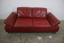 K&W Designer Sofa Echtleder Rot Manuelle Funktion Couch