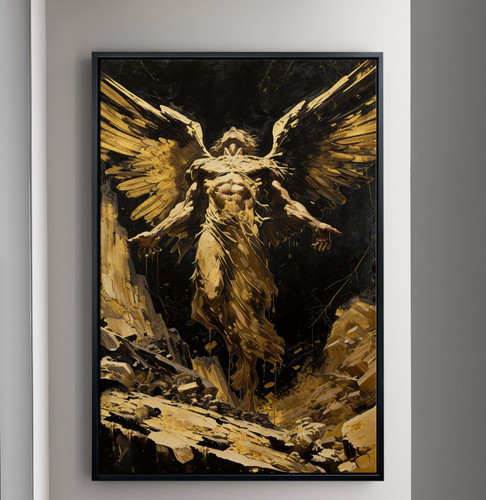 Wandbild engel goldene flügel - wandbild,
