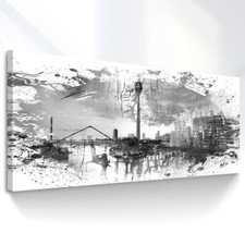 Leinwand Bild Düsseldorf Skyline Panorama Wandbilder XXL Wohnzimmer Deko  3028A