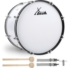 Große Marsch Trommel 26" x 12" Marschtrommel weiß mit Tragegurt zum Top-Preis!