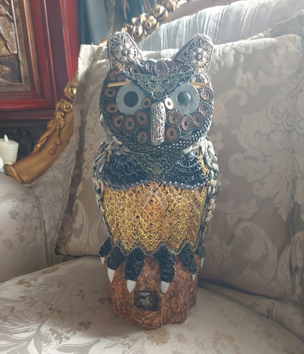 Eulenfigur deko mehrfarbig - eulenfigur,