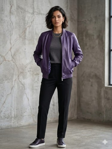 Damen purple lederjacke zafy - damen,
