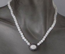 Schmuck Collier Silber 925 rhodiniert Mondstein Saphir 226,34ct X17