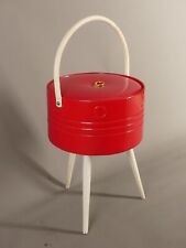 Vintage Nähkorb Nähkasten Rot Lackleder Optik Fetisch Utensilo 50er 60er Jahre 