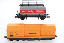 H0 u.a.RÖWA DB Teleskophaubenwagen Thyssen Schüttgutw. Trevira Konvolut AC N86