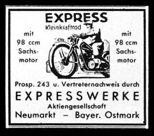 Alte Werbung Reklame 1937 EXPRESS Kleinkraftrad Motorrad Expresswerke Neumarkt