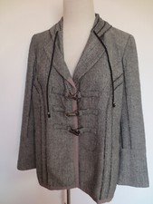 X-TWO BUUR fashion  Long-Jacke BEALLA Übergröße Gr. 3 Fischgrat schwarz grau /Mo