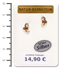 Natur Bernstein Ohrringe Ohrstecker cognac Seepferd 91005