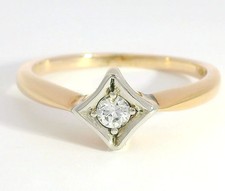 Ring 585er Rotgold Weißgold 14K 1 Brillant ca. 0,1ct WSI P Gr. 49