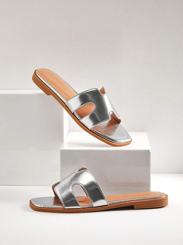 Damen sandalen flach - damen, silber