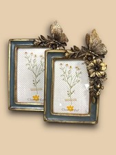 Verzierte Bilderrahmen Clayre Eef Blüten Schmetterling 23cm od. 25,5cm Gold NEU