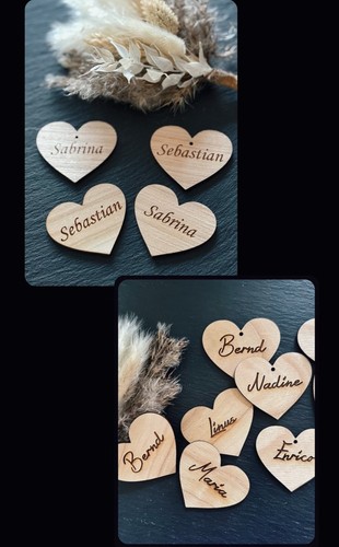 Holz herz namenskärtchen - holz,