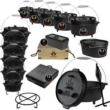Dutch Oven Set Gusseisen Deckelheber BBQ Feuertopf Schmortopf 1,8L-13,6L Rezepte