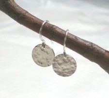 Kleine Ohrringe Scheibe gehämmert 925 Silber, Ohrhänger Dot Sterlingsilber r131