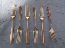 6 antike Gabeln -  Gabel - versilbert - 90er Silber - WMF