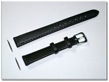 schmales Leder Uhrenarmband schwarz seidenmatt 12mm breit  2mm dick  1012