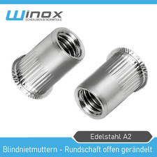 Einnietmuttern Edelstahl A2 V2A Blindnietmuttern Gewindenieten Senkkopf | M6