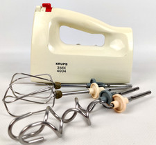 Vintage Krups 3 Mix 4004 Handmixer 70er Weiß Typ 727 m. Schneebesen & Knethaken