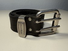 Vintage Calvin Klein Jeans Gürtel Leder 100-40 Doppel-Dornschließe Dunkelbraun