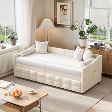 Doppel Schlafsofa Ausziehbares Polsterbett 90x200cm mit Lattenrost 2-Sitzer Sofa