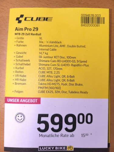 Mountainbike zoll cube - cube, aim