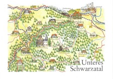 DDR AK Orientierung, Landkarte Unteres Schwarzatal (Bechstedt,Sitzendorf) ungel.