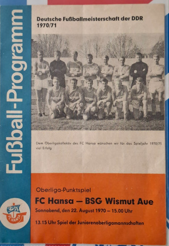 Ddr progr hansa rostock - ddr-progr.fc, rostock-bsg