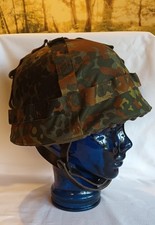 Feuerwehrhelm mit BUNDESWEHR Tarnüberzug BW flecktarn Helmüberzug