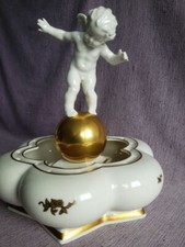 antike Hutschenreuther Figur Sonnenkind Putto+Blumen Schale signiert K. TUTTER